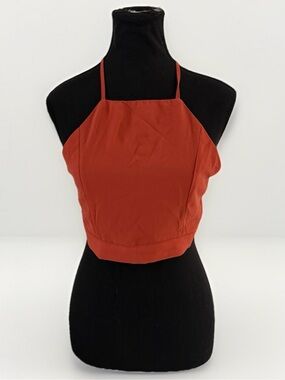 Papermoon Orange/Rust Orange Open Back Halter Crop Top Medium